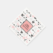 Personalized Valentine Pink Black Hearts Sketch  Servet (Hoek)