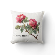Personalized Valentine Rose Flower Pillow Cover 