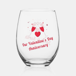 Personalized Valentine’s Anniversary Wijnglas Zonder Voet