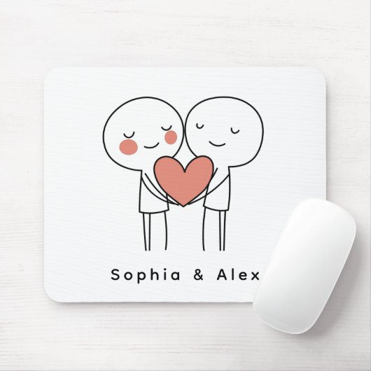 Personalized Valentine’s Couple Matching Mouse Pad Muismat (Met muis)