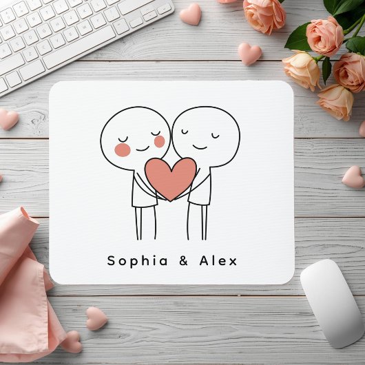 Personalized Valentine’s Couple Matching Mouse Pad Muismat