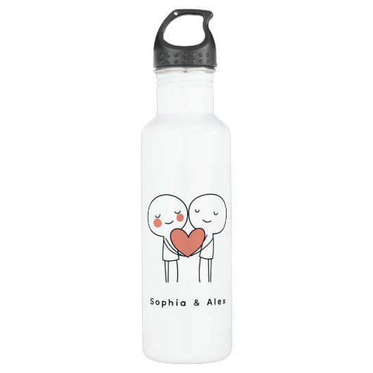 Personalized Valentine’s Couple Matching  Waterfles (Voorkant)