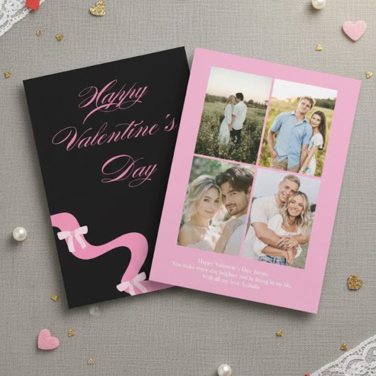 Personalized Valentine’s Day Card with Photo pink Feestdagenkaart