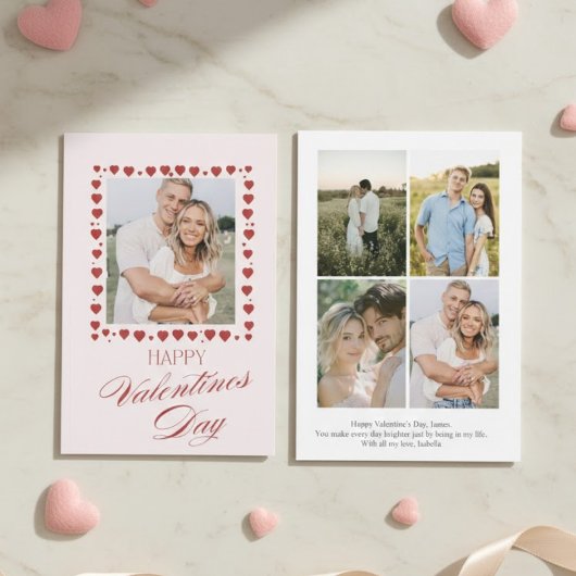 Personalized Valentine’s Day Card with Photo pink Feestdagenkaart