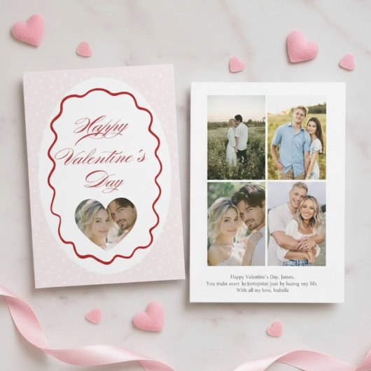 Personalized Valentine’s Day Card with Photo pink Feestdagenkaart