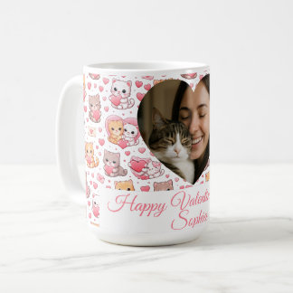 Personalized Valentine’s Day Cat Mug with Photo  Koffiemok