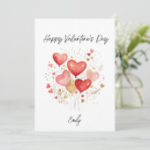 Personalized Valentine’s Day Heart Balloon Card Feestdagenkaart (Staand voorkant)