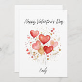 Personalized Valentine’s Day Heart Balloon Card Feestdagenkaart (Voorkant / Achterkant)