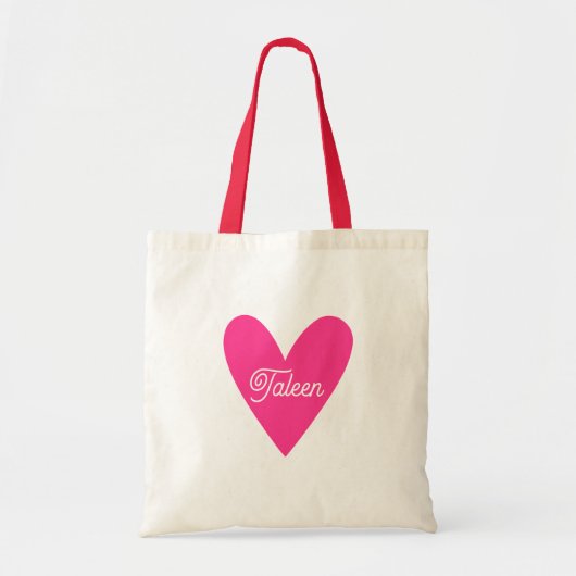 Personalized Valentine’s Day Name Heart Tote Bag (Voorkant)