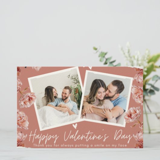 Personalized Valentine’s Day Photo Card | Romantic Briefpapier (Staand voorkant)