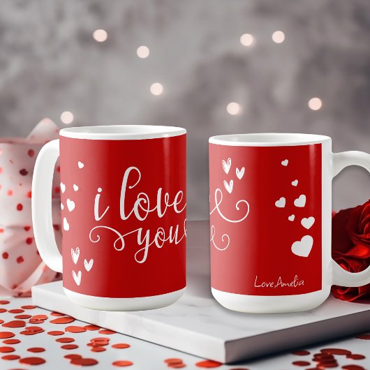 Personalized Valentine’s Day Red Heart I Love You Koffiemok