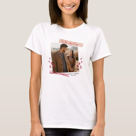 Personalized Valentine T-Shirt with Photo & Names (Voorkant)