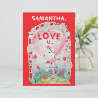 Personalized Valentine's Day Bunny Love Card Feestdagenkaart