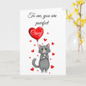 Personalized Valentine's Day Card - Cute Cat   Kaart (Gele Bloem)