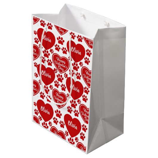 Personalized Valentine's Day Gift Bag  Medium Cadeauzakje (Achterkant Gekanteld)