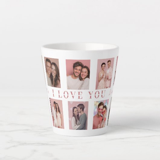 Personalized Valentine's Day Latte Mug Photos Latte Mok (Voorkant)