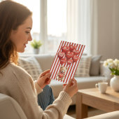 personalized valentines red striped bear feestdagenkaart