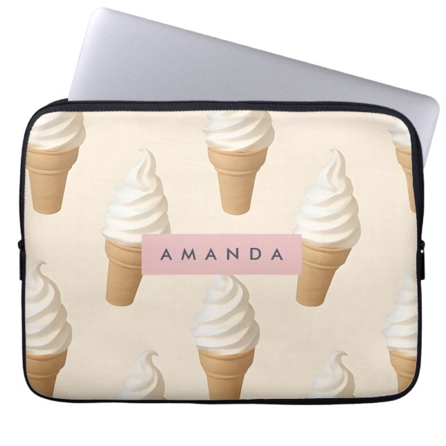 Personalized Vanilla Ice Cream Cone Pattern Laptop Sleeve (Voorkant)
