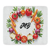 Personalized Vegetable Wreath Glass Cutting Board Snijplank (Voorkant)