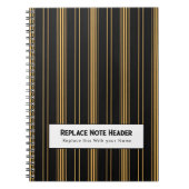 Personalized Vertical Stripe Black Gold Notitieboek (Voorkant)