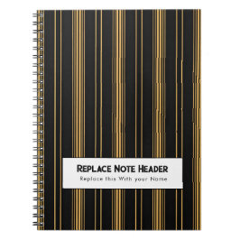 Personalized Vertical Stripe Black Gold Notitieboek