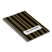 Personalized Vertical Stripe Black Gold Notitieboek (Rechterzijde)