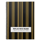 Personalized Vertical Stripe Black Gold Notitieboek (Voorkant)