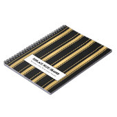 Personalized Vertical Stripe Black Gold Notitieboek (Linkerzijde)
