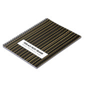 Personalized Vertical Stripe Black Gold Notitieboek (Linkerzijde)