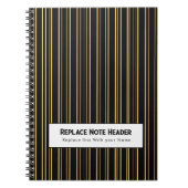 Personalized Vertical Stripe Black Gold Notitieboek (Voorkant)
