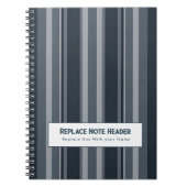 Personalized Vertical Stripe Blue Grey Notitieboek (Voorkant)