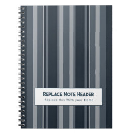 Personalized Vertical Stripe Blue Grey Notitieboek