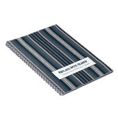 Personalized Vertical Stripe Blue Grey Notitieboek (Rechterzijde)