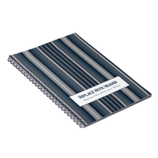Personalized Vertical Stripe Blue Grey Notitieboek (Rechterzijde)