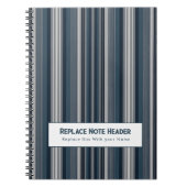 Personalized Vertical Stripe Blue Grey Notitieboek (Voorkant)