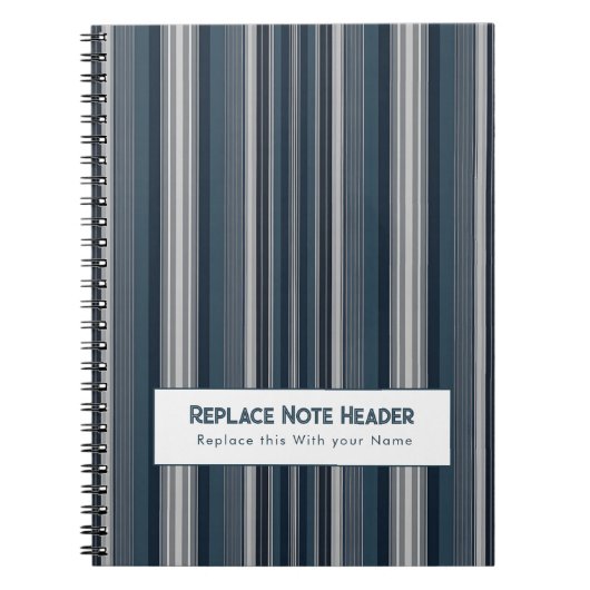 Personalized Vertical Stripe Blue Grey Notitieboek (Voorkant)