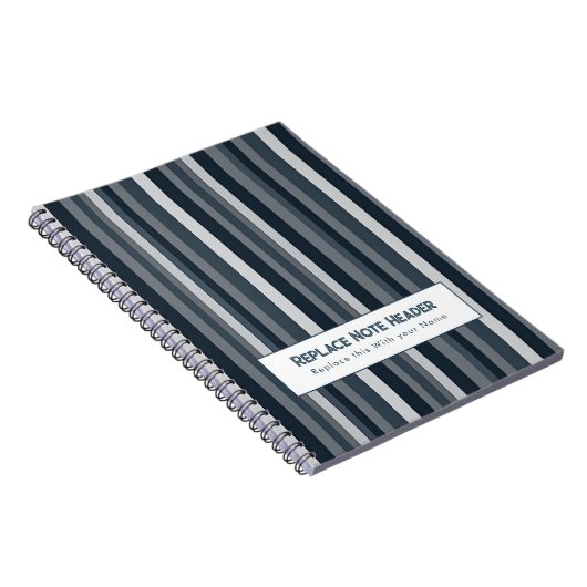 Personalized Vertical Stripe Blue Grey Notitieboek (Rechterzijde)