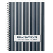 Personalized Vertical Stripe Blue Grey Notitieboek (Voorkant)