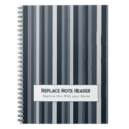 Personalized Vertical Stripe Blue Grey Notitieboek