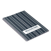 Personalized Vertical Stripe Blue Grey Notitieboek (Rechterzijde)