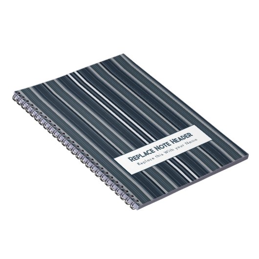 Personalized Vertical Stripe Blue Grey Notitieboek (Rechterzijde)
