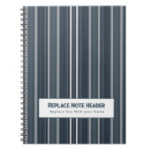 Personalized Vertical Stripe Blue Grey Notitieboek (Voorkant)