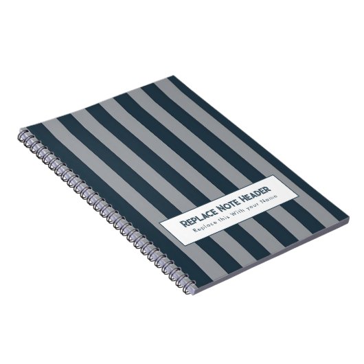 Personalized Vertical Stripe Blue Grey Notitieboek (Rechterzijde)