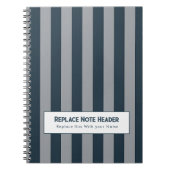 Personalized Vertical Stripe Blue Grey Notitieboek (Voorkant)