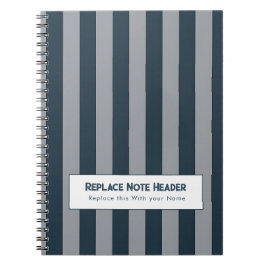 Personalized Vertical Stripe Blue Grey Notitieboek