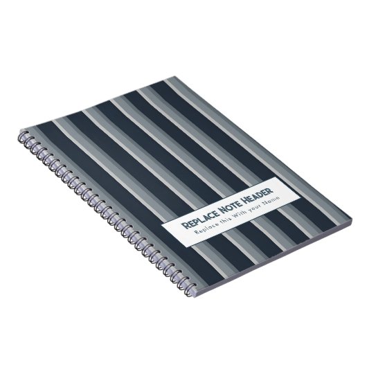 Personalized Vertical Stripe Blue Grey Notitieboek (Rechterzijde)