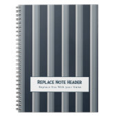 Personalized Vertical Stripe Blue Grey Notitieboek (Voorkant)