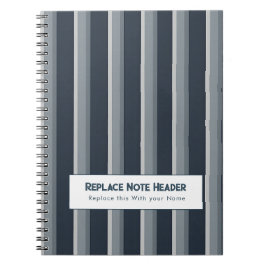 Personalized Vertical Stripe Blue Grey Notitieboek