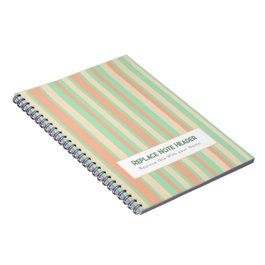 Personalized Vertical Stripe Green Orange Notitieboek (Rechterzijde)
