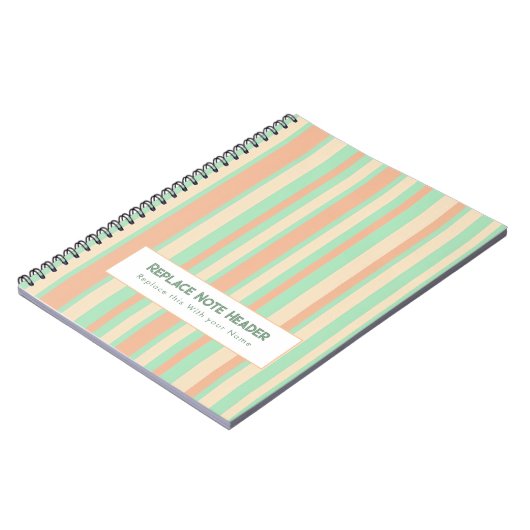 Personalized Vertical Stripe Green Orange Notitieboek (Linkerzijde)